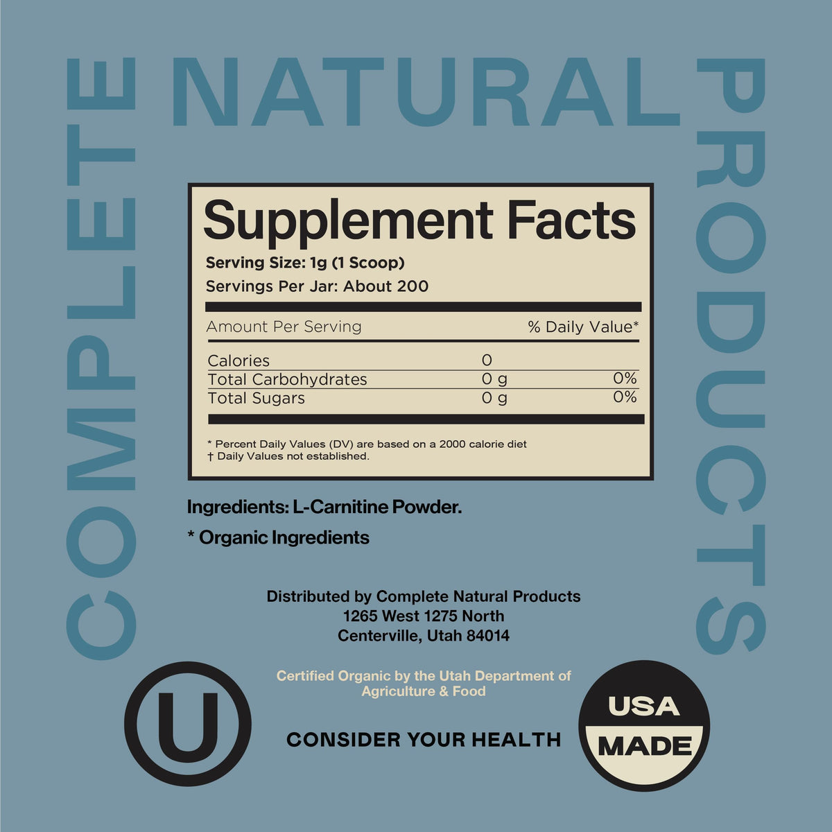 Complete Natural Products Pure L-Carnitine Powder - 8oz (227g) - image 4
