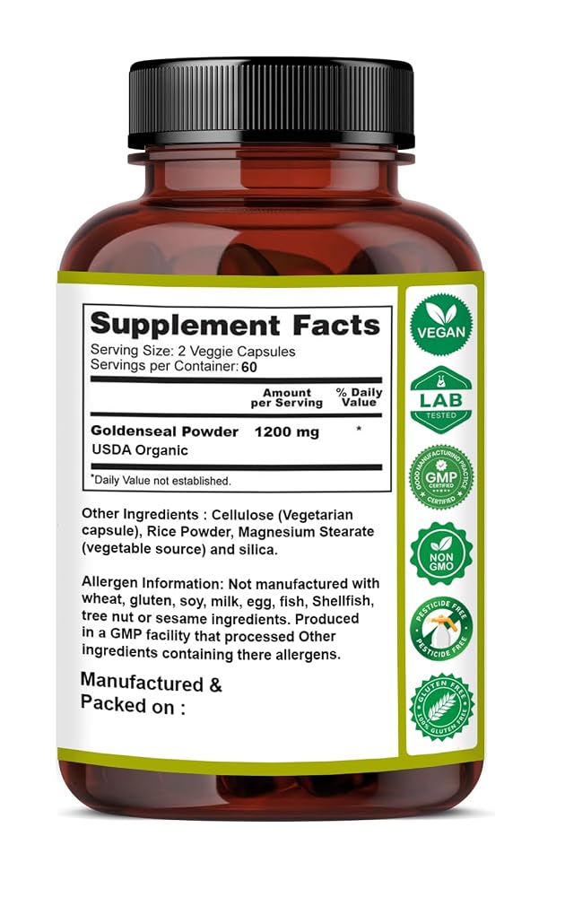 Naturfi Organic Goldenseal Root Capsules - 90 Capsules - image 3