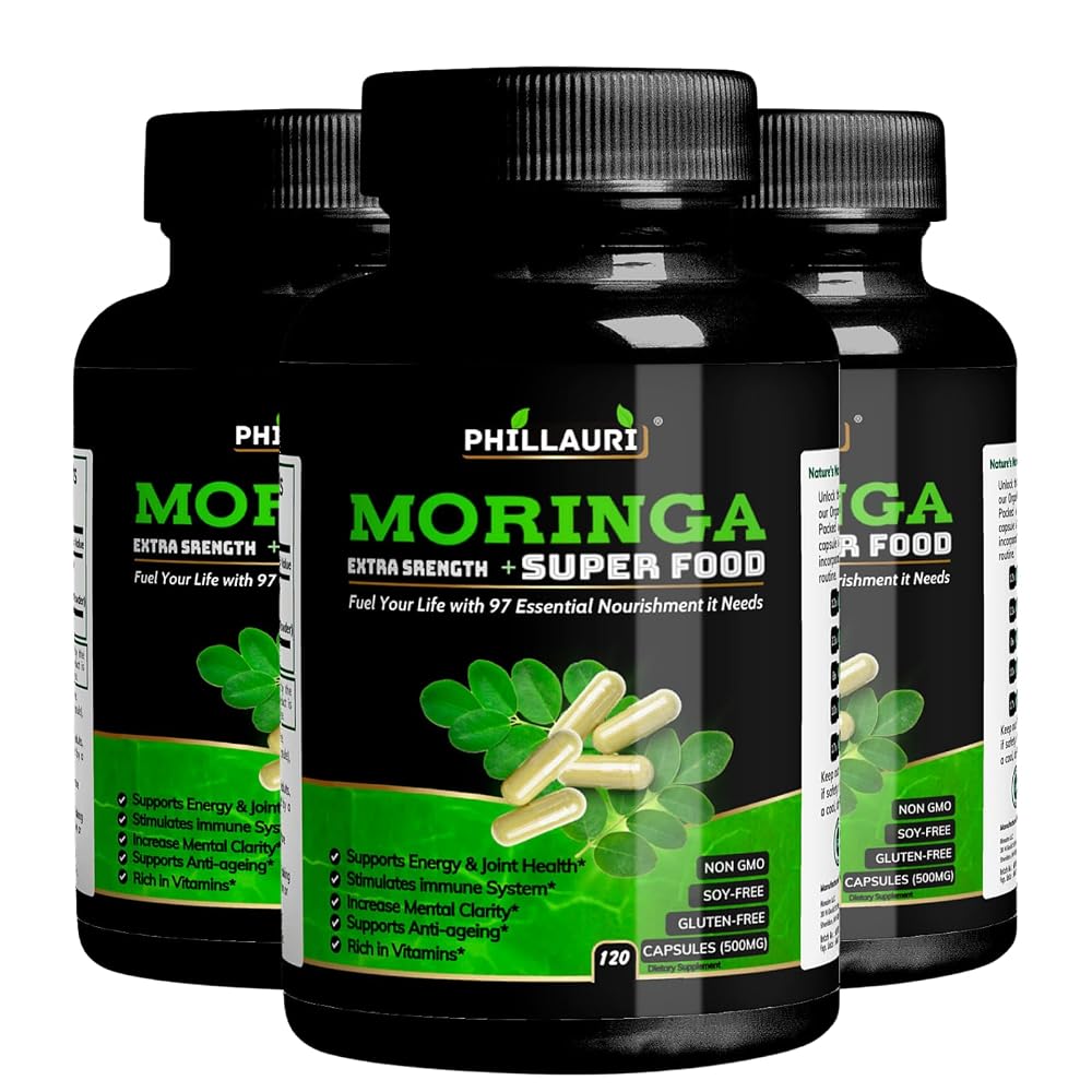 Phillauri Organic Moringa Powder Capsules - 360 Capsules