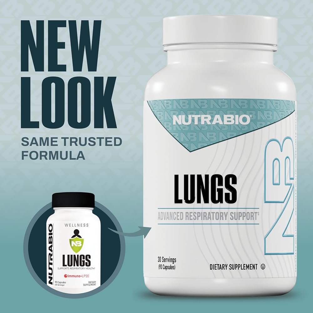 NutraBio Lungs Supplement Respiratory Support - 90 Capsules - image 2