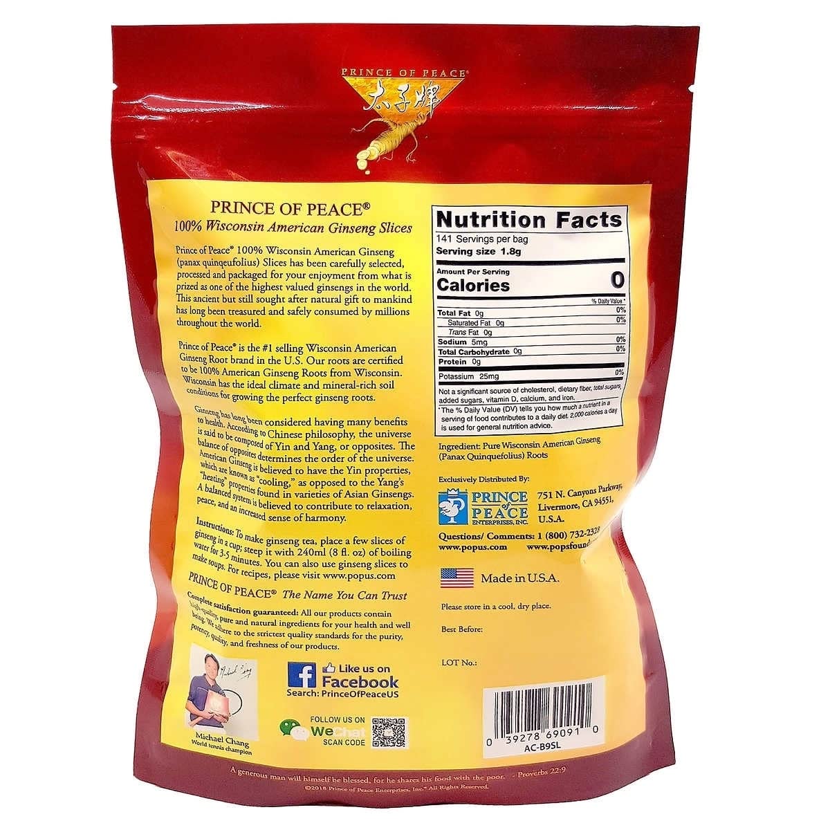 Prince Of Peace Pure Ginseng Slices 100% Wisconsin American - 255g - image 2