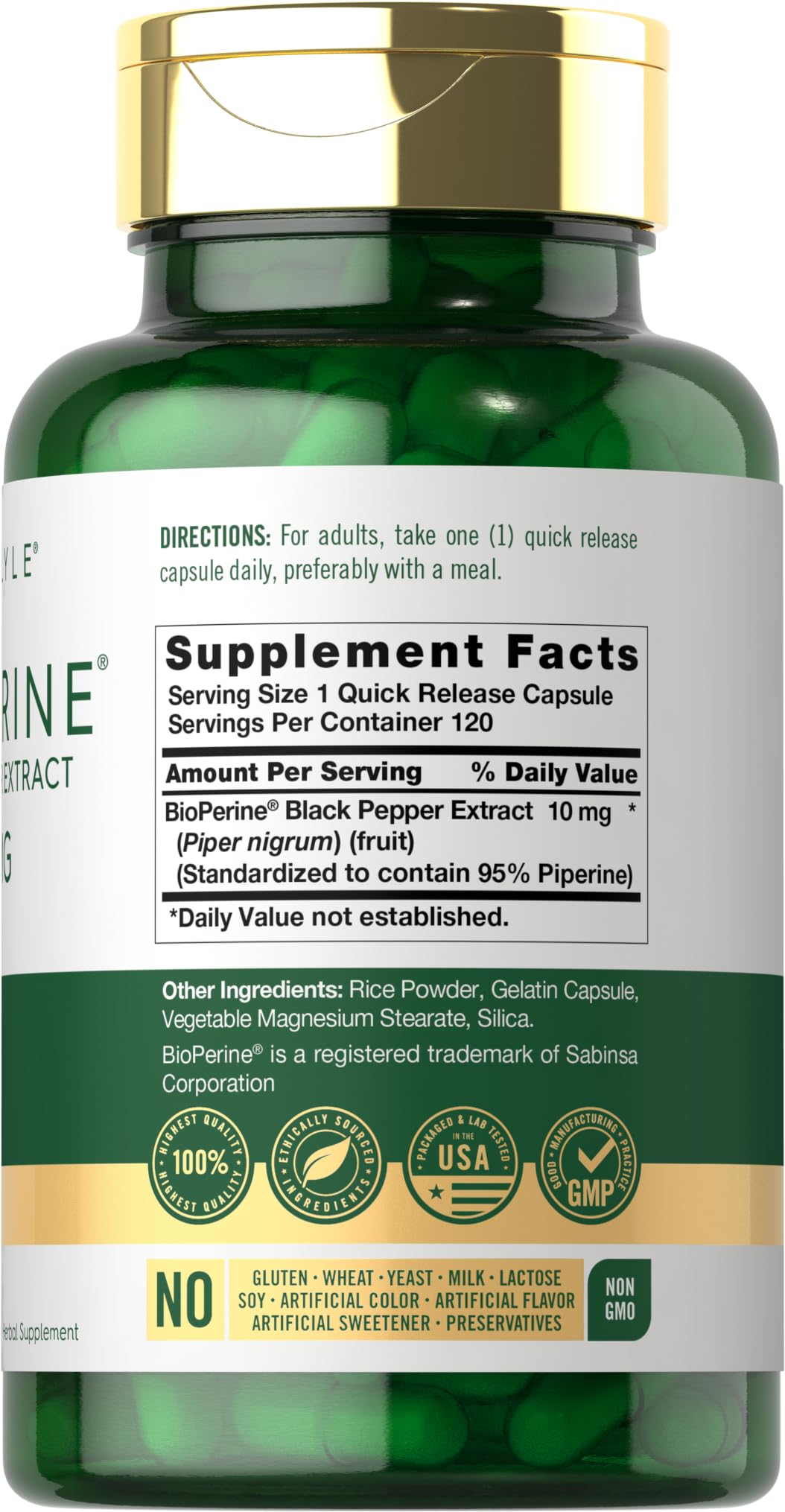 Carlyle Bioperine 10mg Black Pepper Extract - 120 Capsules - image 2