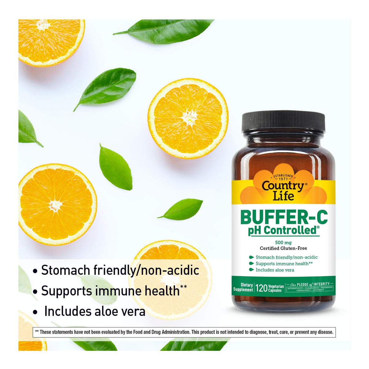Country Life Buffer-C Vitamin C 500 mg - 120 Vegetarian Capsules - image 3