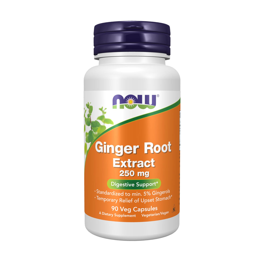 NOW Ginger Root Extract 250 mg Digestion Support - 90 Vegetarian Capsules