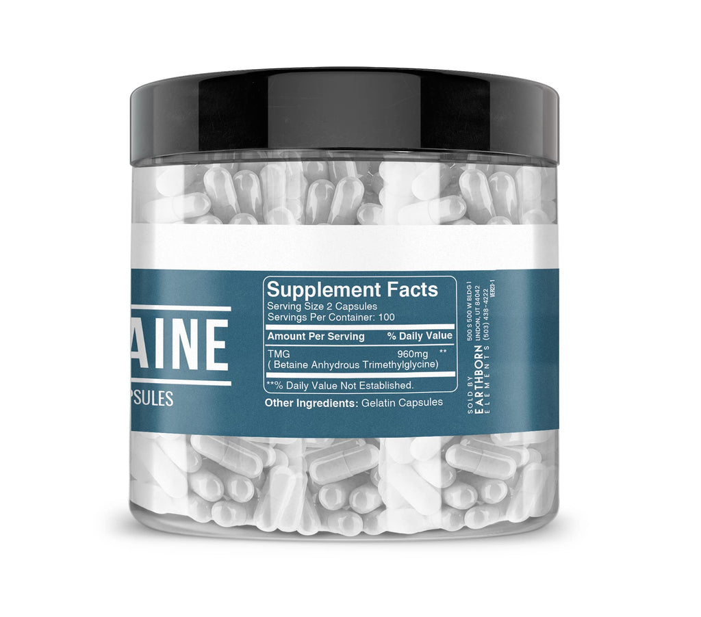 Earthborn Elements TMG Betaine Anhydrous Trimethylglycine - 200 Capsules - image 4