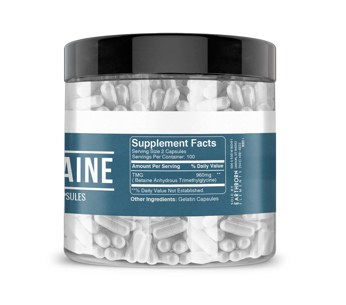Earthborn Elements TMG Betaine Anhydrous Trimethylglycine - 200 Capsules - image 4