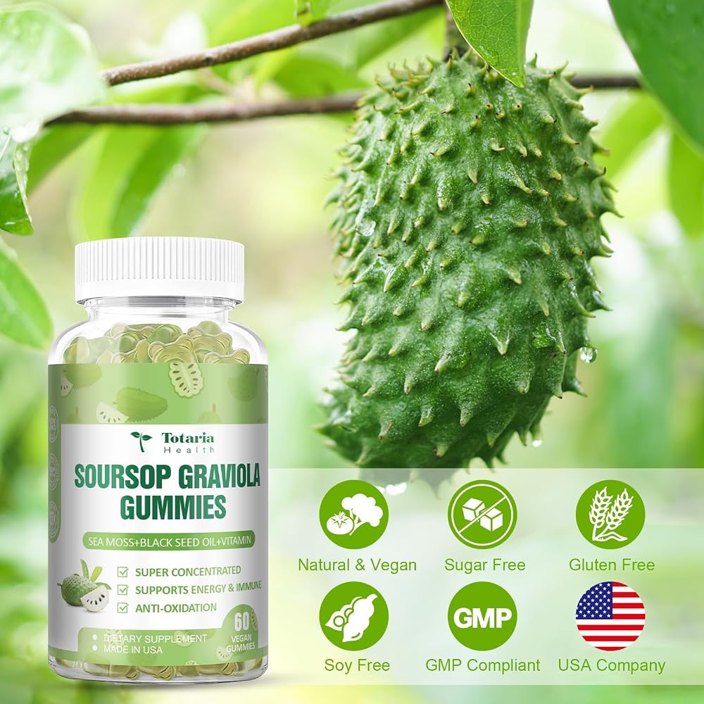 Totaria Soursop Gummies Sea Moss Gummies 047 Natural Sugar Free Flavor