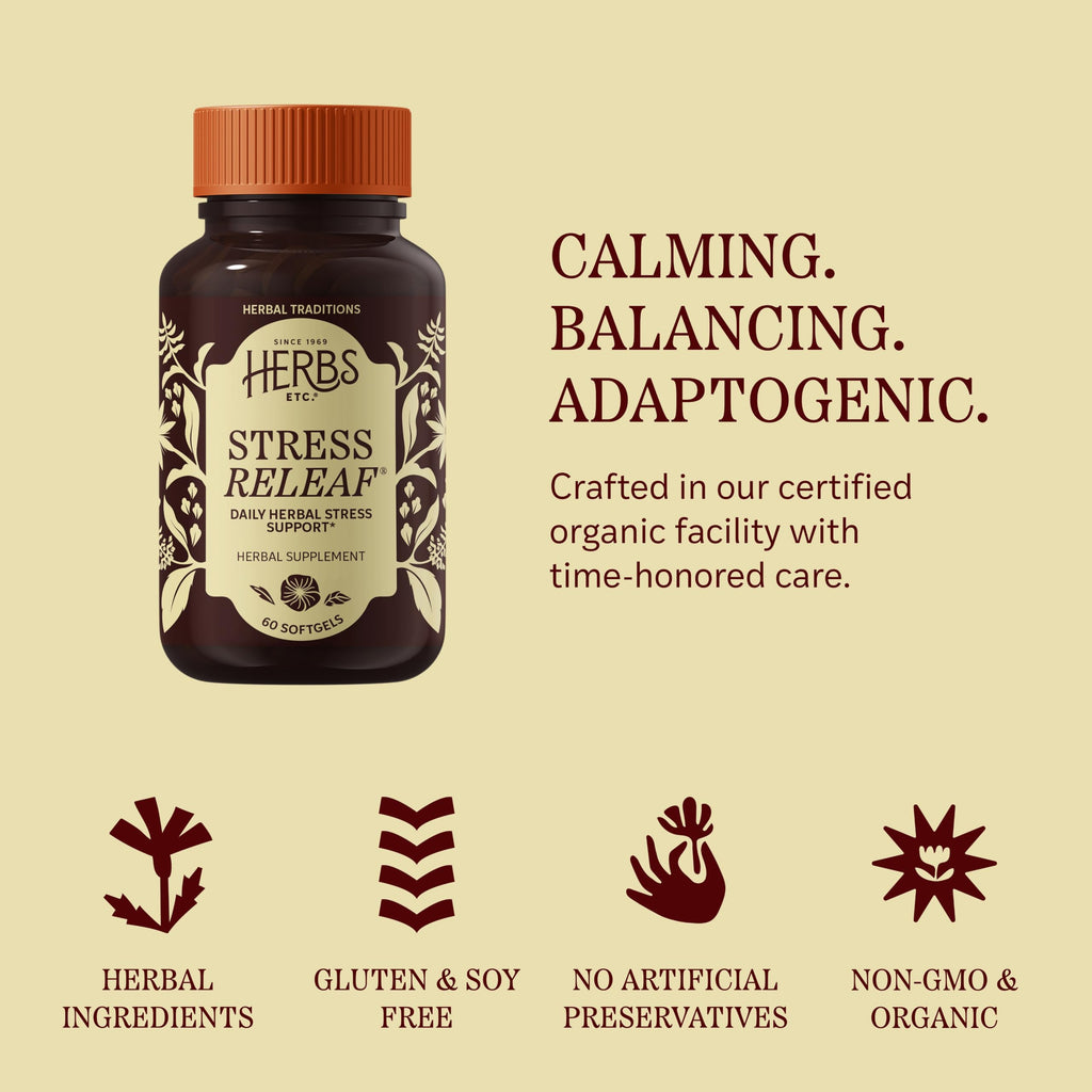 Herbs Etc. Stress ReLeaf Softgels Organic - 60 Softgels - image 6