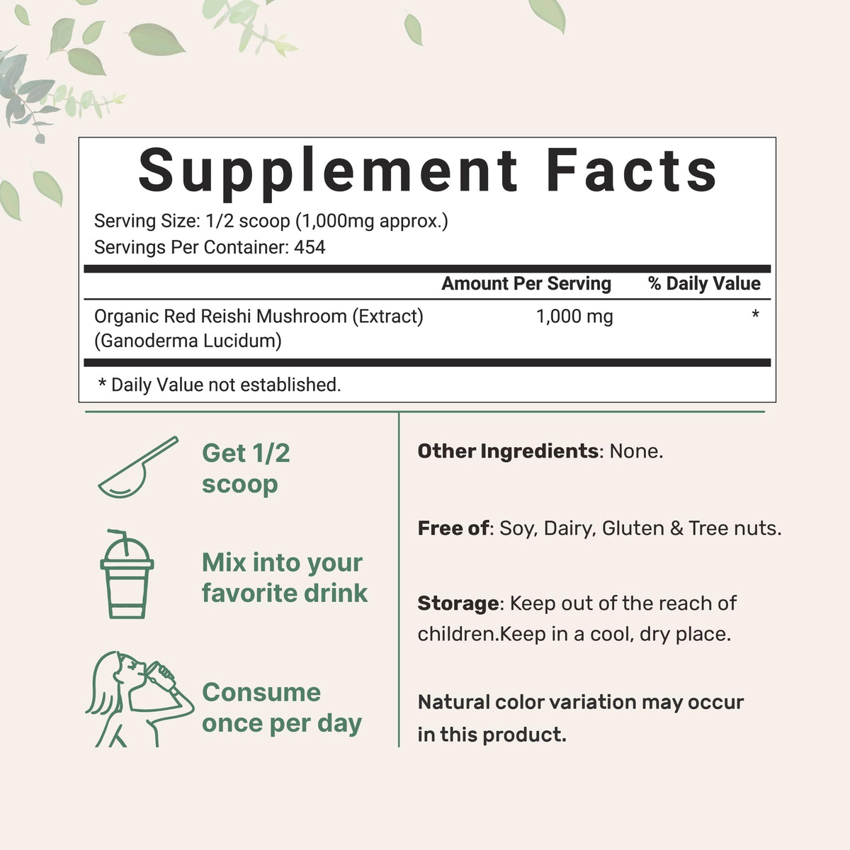 Micro Ingredients Organic Reishi Mushroom Extract Powder - 16 oz - image 2