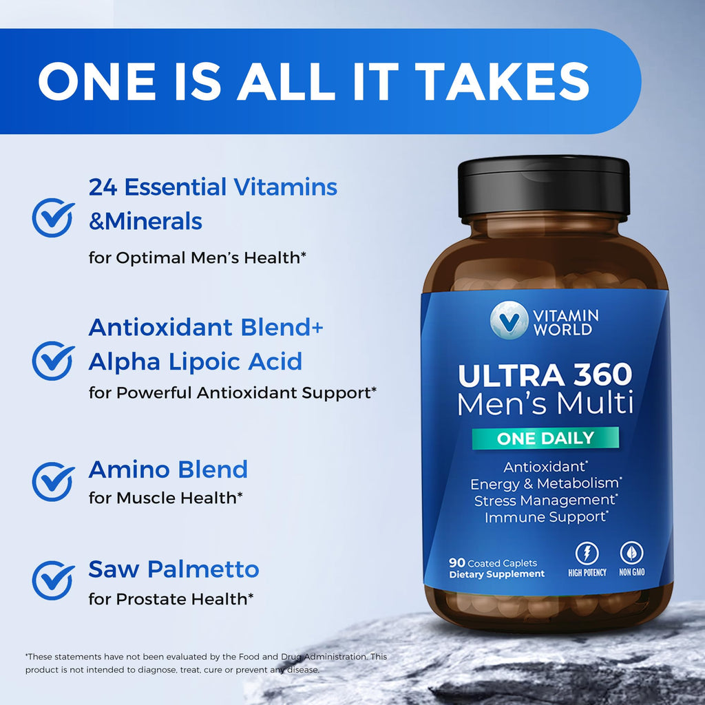 Vitamin World Ultra 360 Men's Multivitamin One Daily - 90 Caplets - image 3