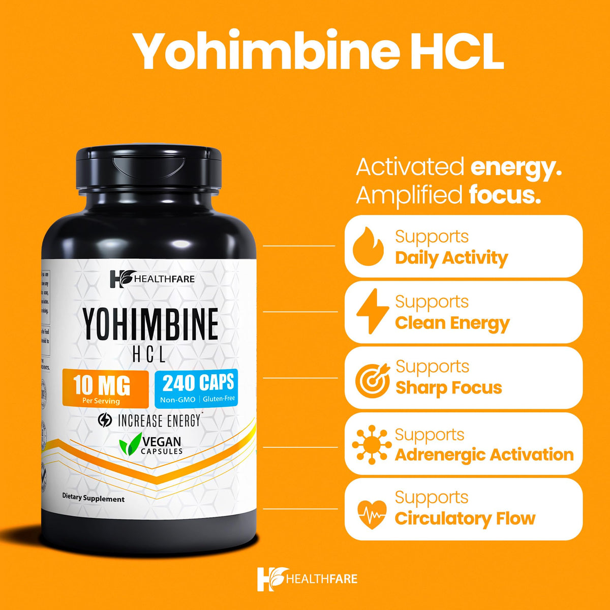 Healthfare Yohimbine HCL 10mg Maximum Strength - 240 Capsules - image 2