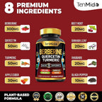 Tenmido Berberine Supplement 8-in-1 Formula - 90 Capsules - image 3