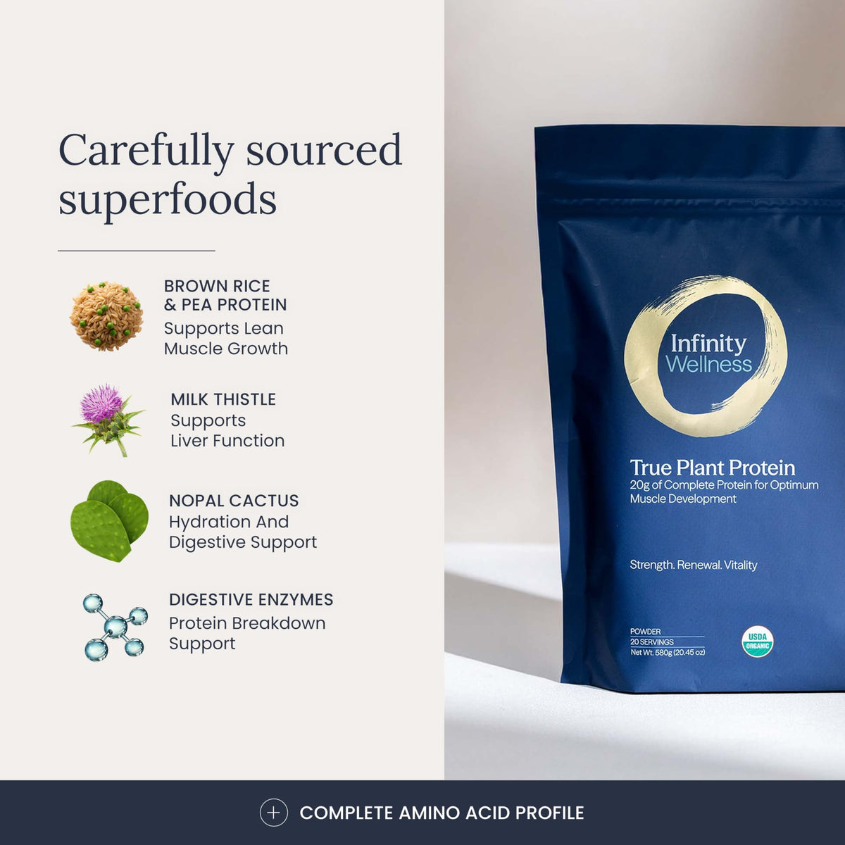 Infinity Greens True Plant Protein Powder - 580g - image 3