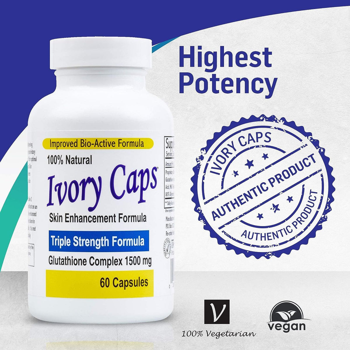 Ivory Caps Maximum Potency Glutathione 1500 Complex - 60 Capsules - image 3