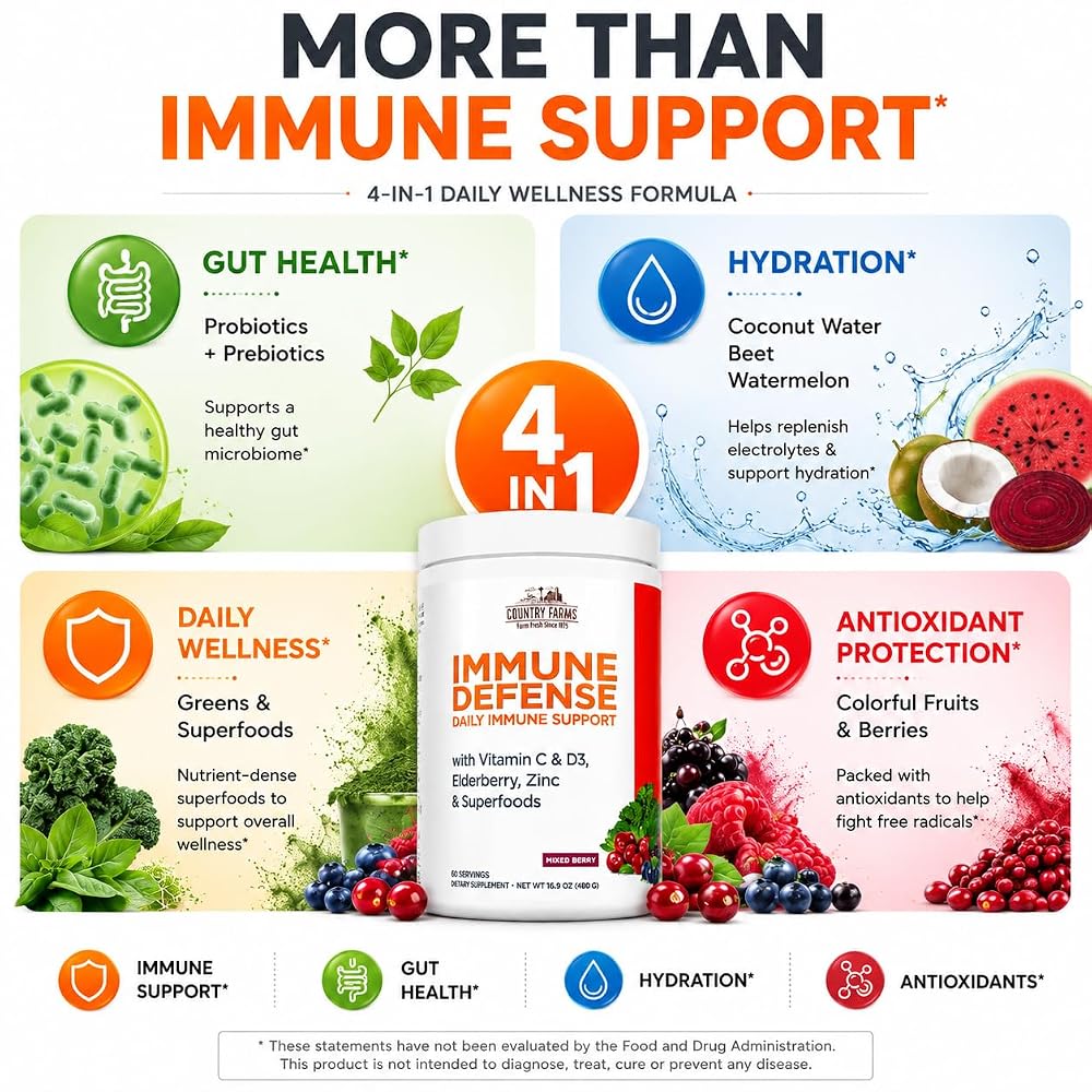 Country Farms Immune Defense Superfoods Powder - 60 Servings - image 6