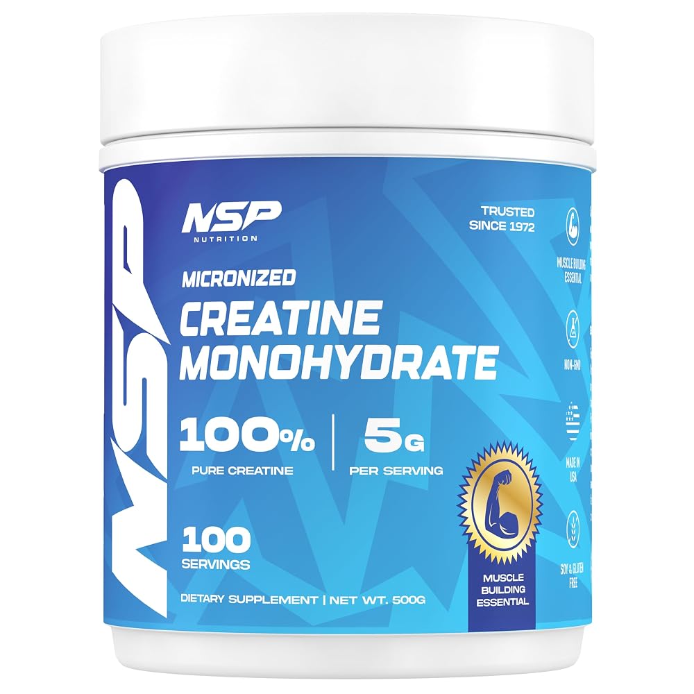 NSP Nutrition Micronized Creatine Monohydrate Powder - 100 Servings
