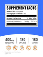 BulkSupplements Riboflavin Vitamin B2 400 mg - 180 Capsules - image 2