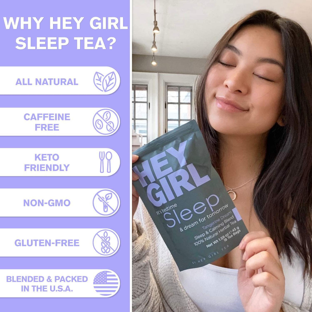 Hey Girl Tea Sleep Tea for Bedtime - Calming Sleepytime Herbal Tea