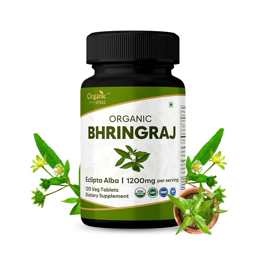 ORGANIC SPREE Bhringraj 120 Vegetarian Tablets - 60 Days Supply