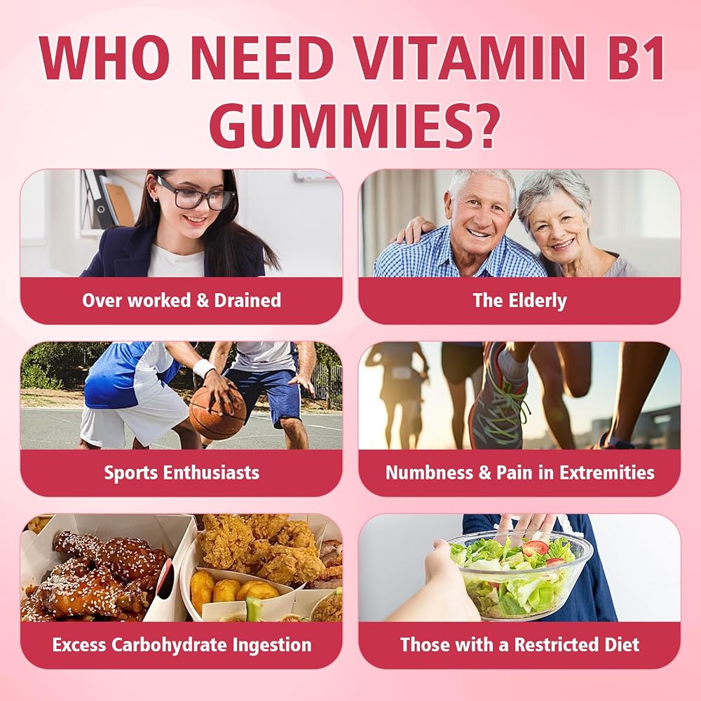 YUULAI Vitamin B1 Gummies 500mg for Adults & Kids