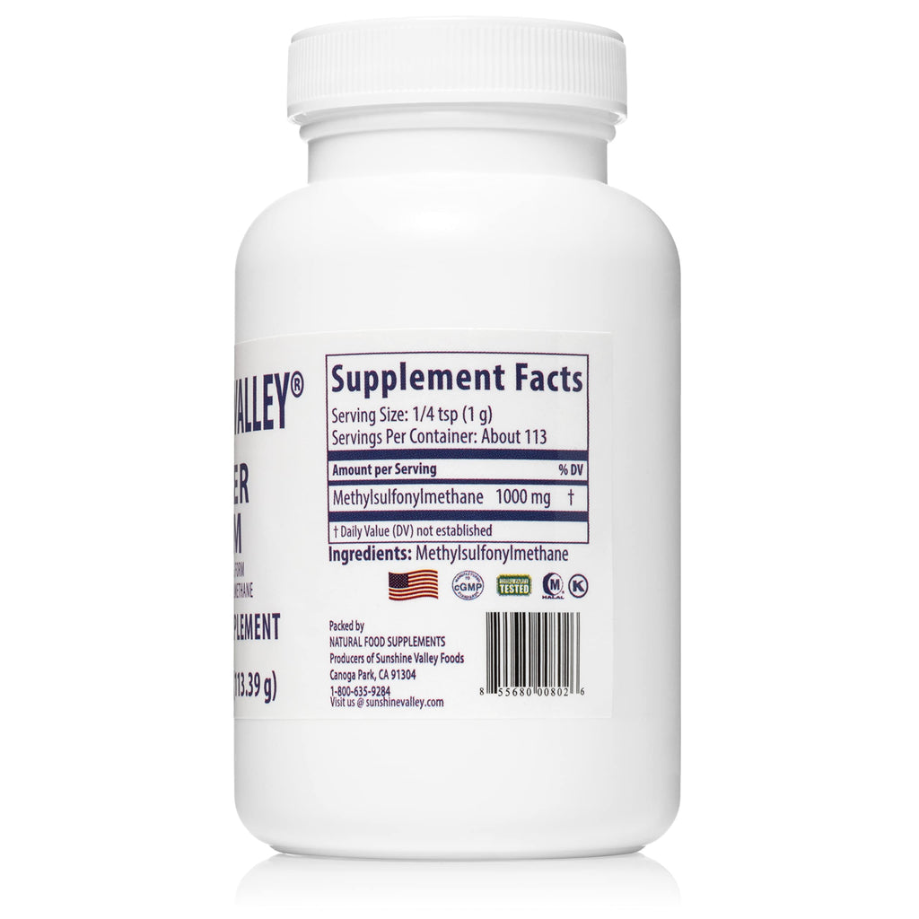 Sunshine Valley Super MSM Powder (Methylsulfonylmethane), Unflavored