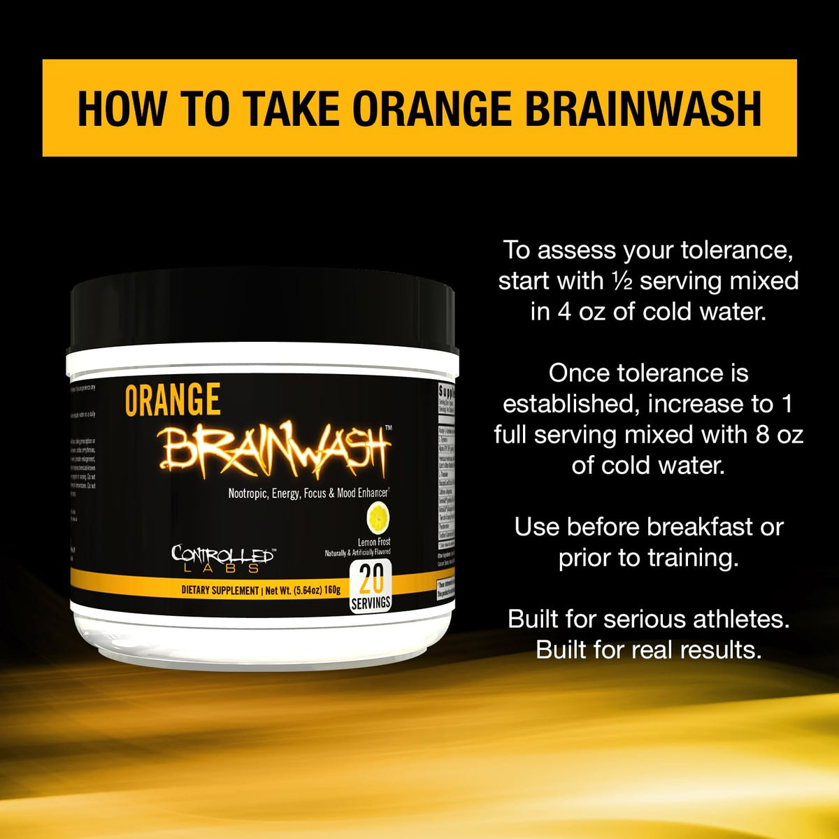 CONTROLLED LABS Orange Brainwash Powder Brain Nootropic - 20 Servings - image 4