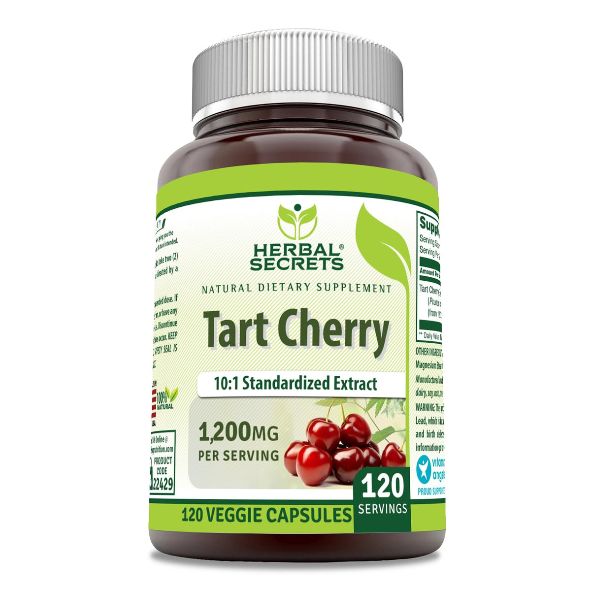 Herbal Secrets Tart Cherry 10:1 Extract Supplement - 120 Capsules