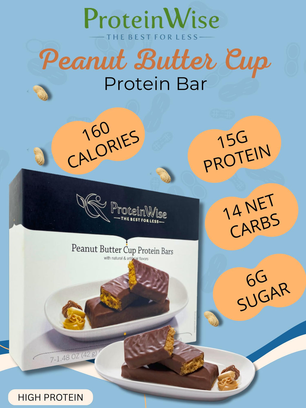 ProteinWise Peanut Butter Cup Protein Bar - 7 Bars - image 2