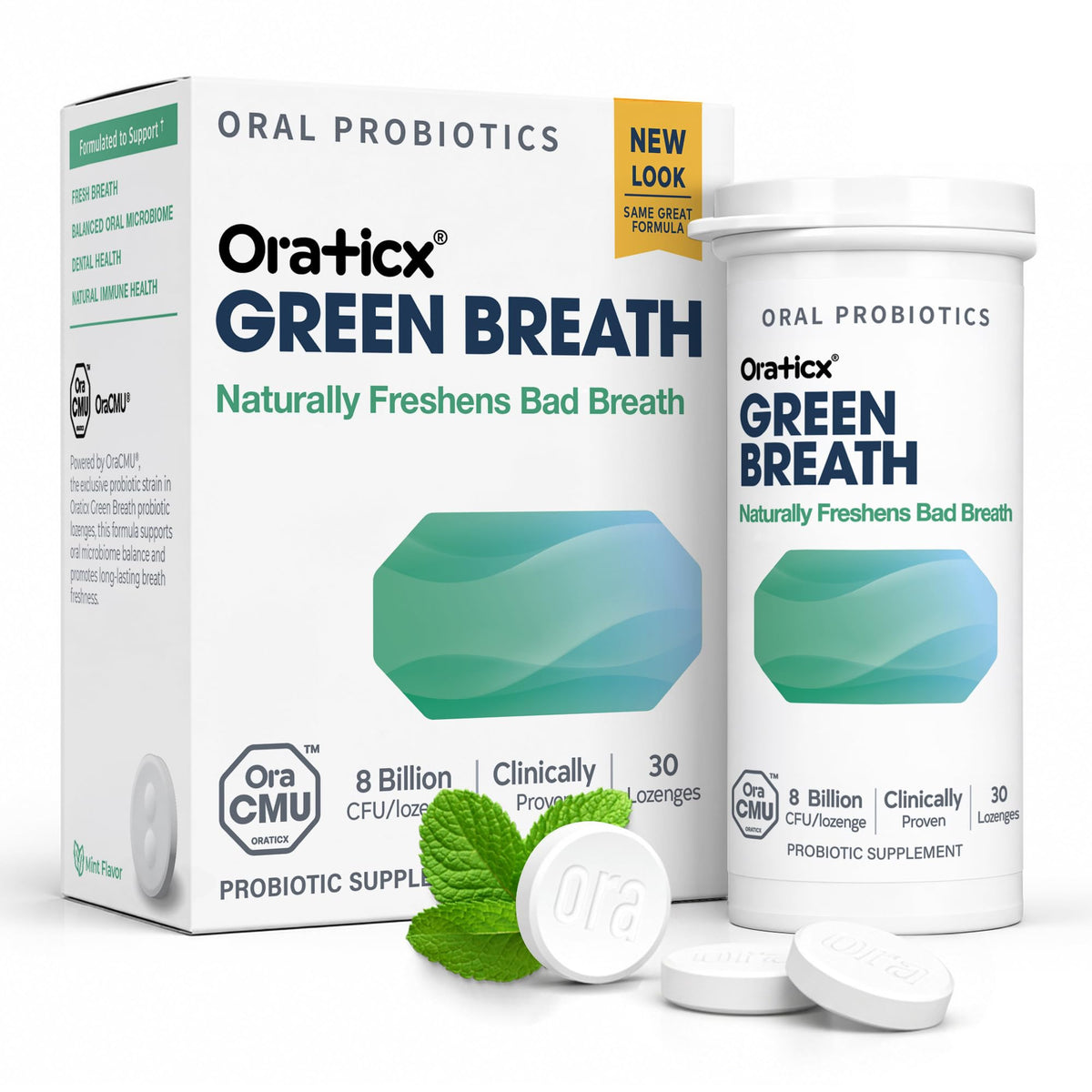 OraTicx Green Breath Oral Probiotics Mint Lozenge - 30 Count