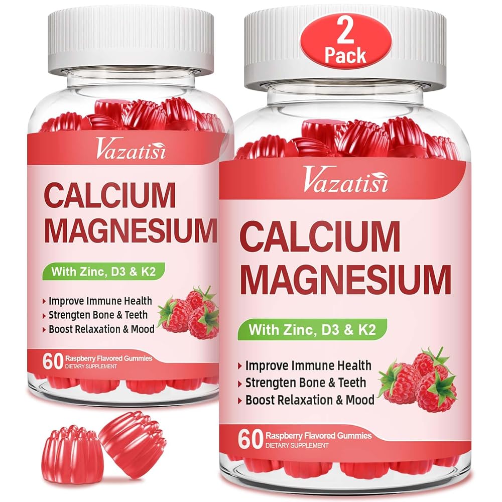 Vazatisi Calcium Magnesium Zinc Gummies with Vitamin D3 & K2 - 120 Gummies
