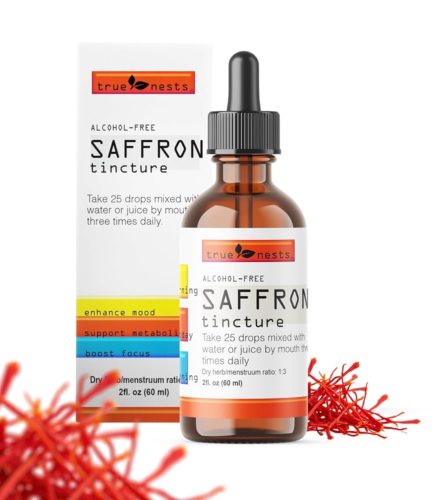 True Nests Organic Saffron Tincture Pure Extract Drops - 2 oz
