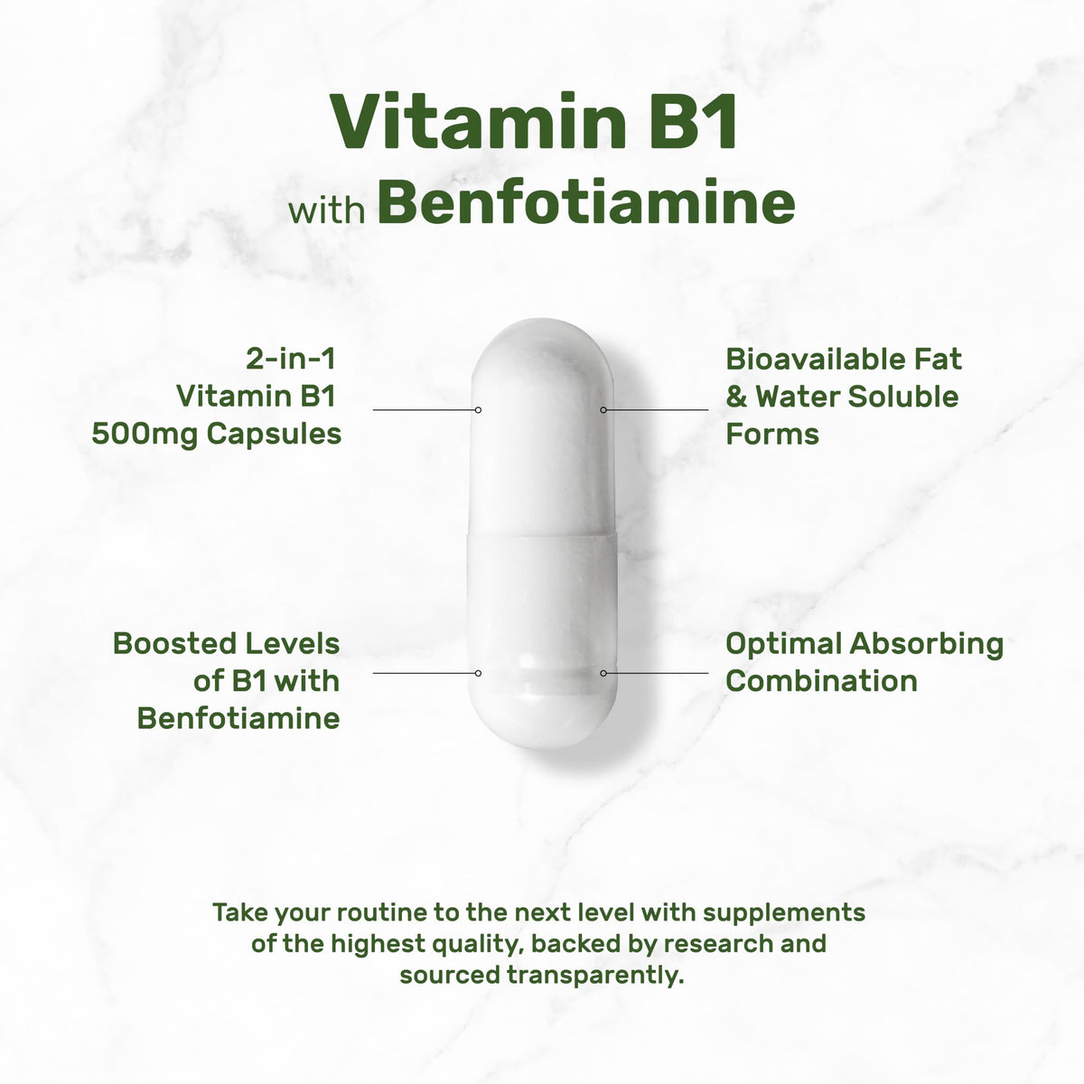 Deal Supplement Vitamin B1 500mg with Benfotiamine - 240 Capsules - image 3