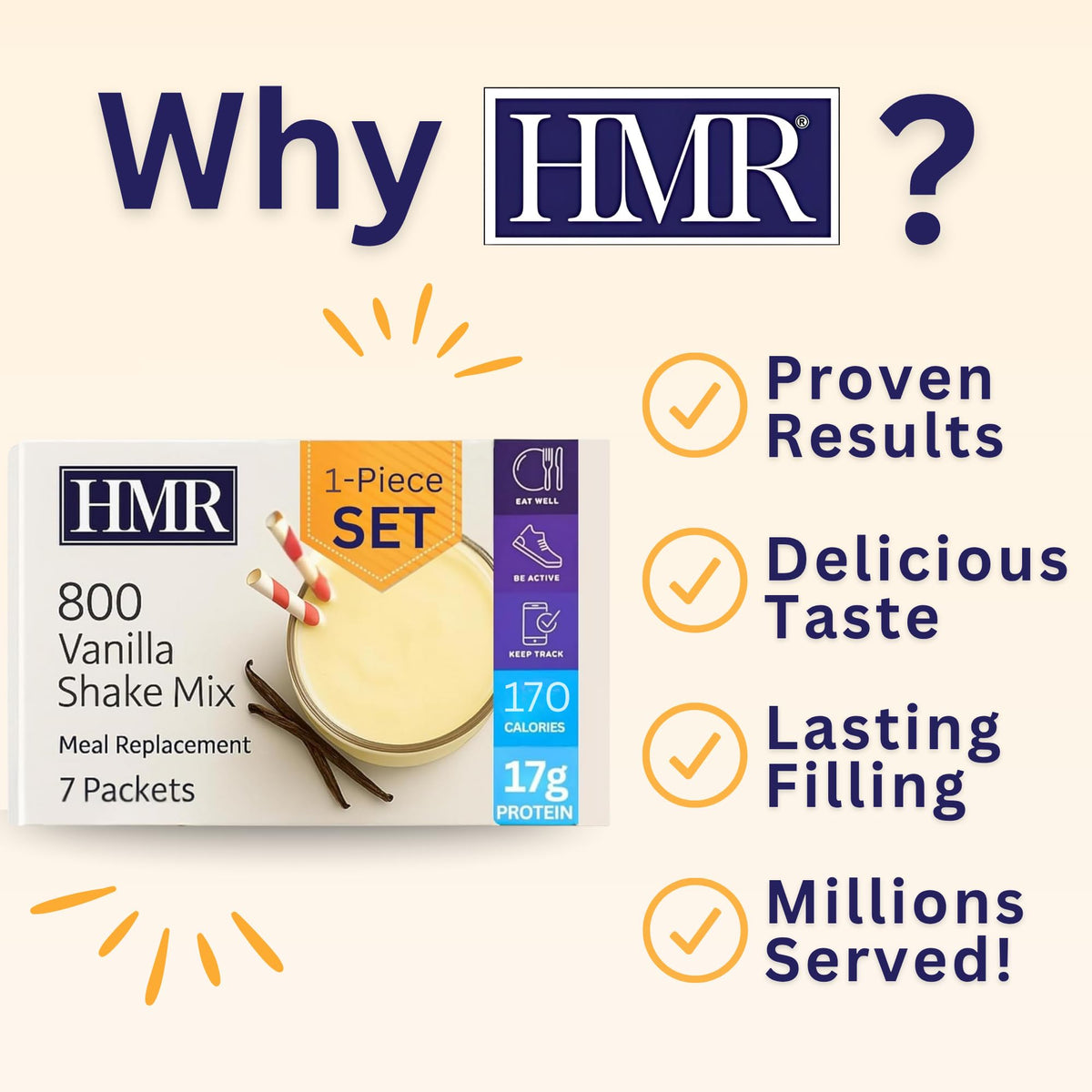 HMR 800 Meal Replacement Shake Mix, 17g Protein, 18 Servings