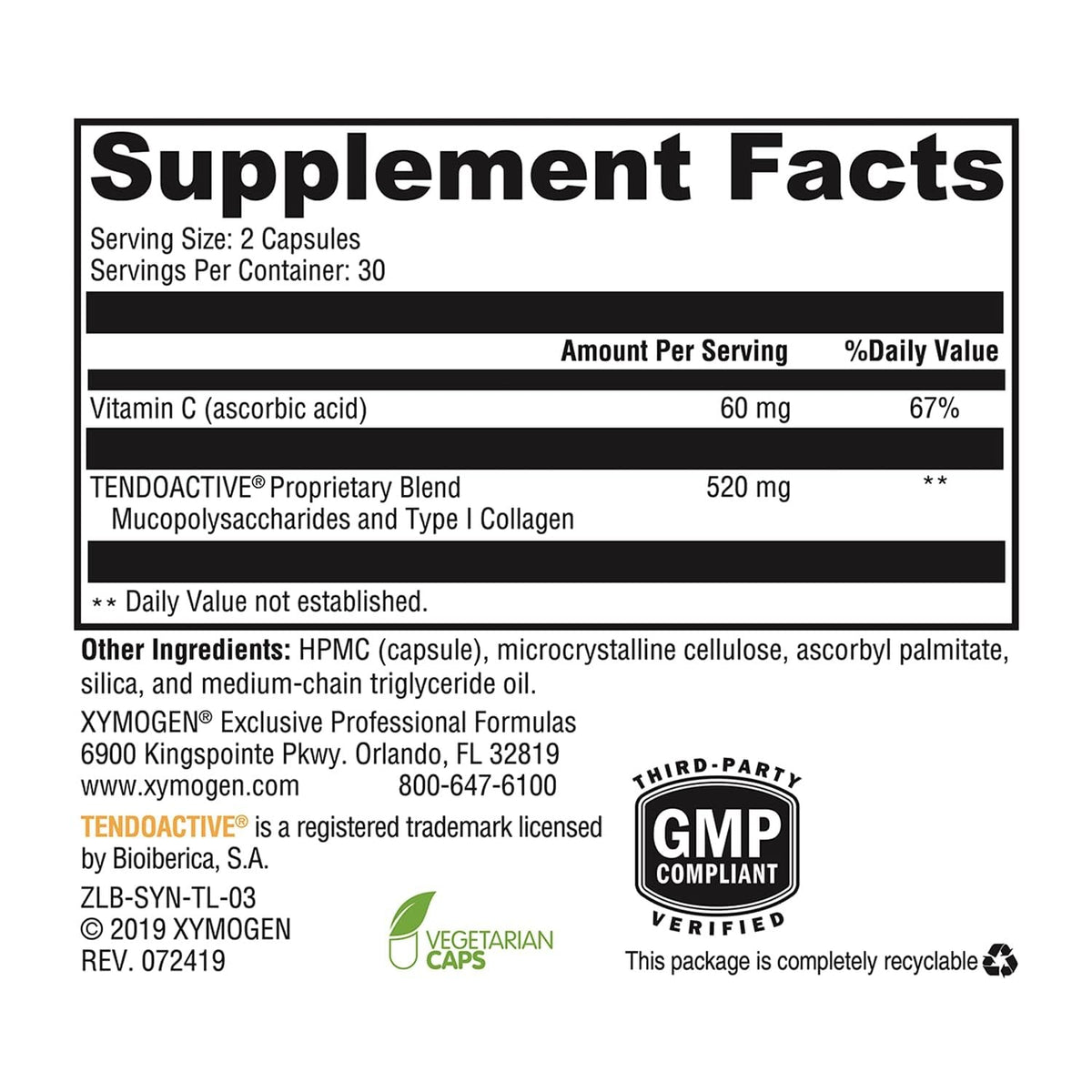 XYMOGEN SynovX Tendon & Ligament Support - 60 Capsules - image 2