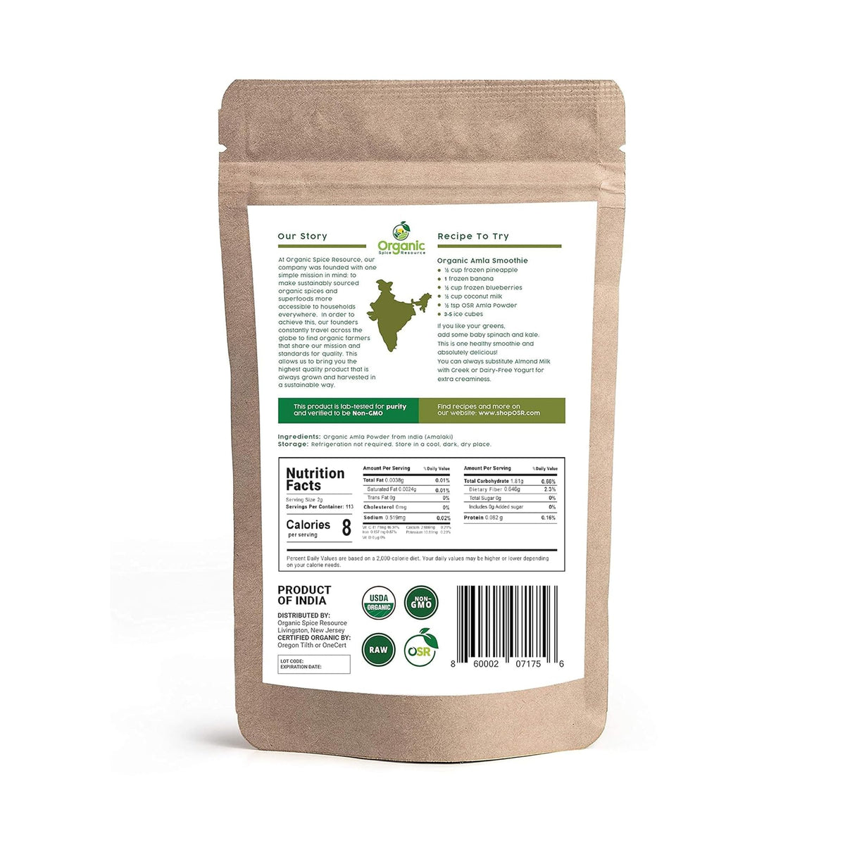 Organic Spice Resource Amla Powder - 8 oz (226g) - image 2