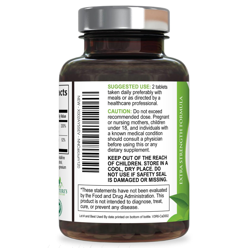 Nature's Nutrition Calcium 1200 mg with Vitamin D3 - Premium Bone