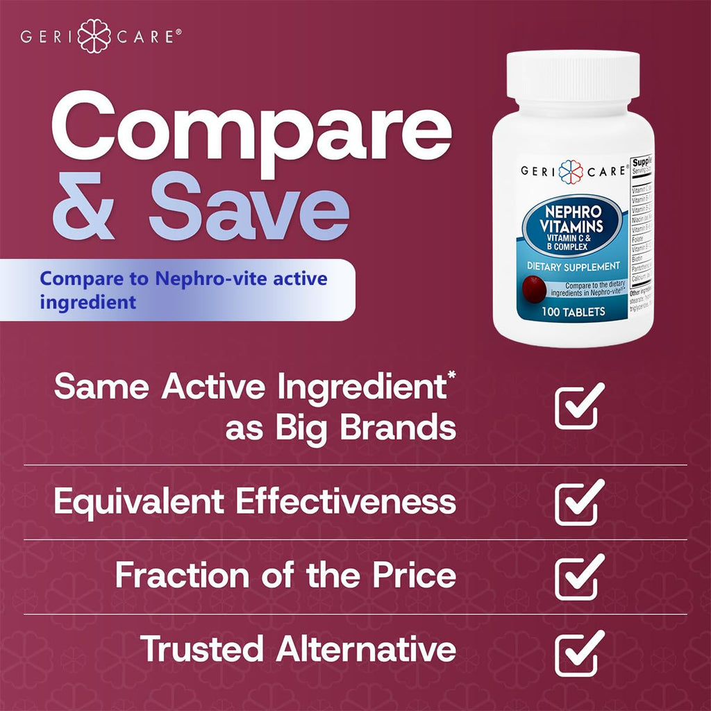 GeriCare Nephro Vitamin C & B Complex Tablets - 100 Count - image 4