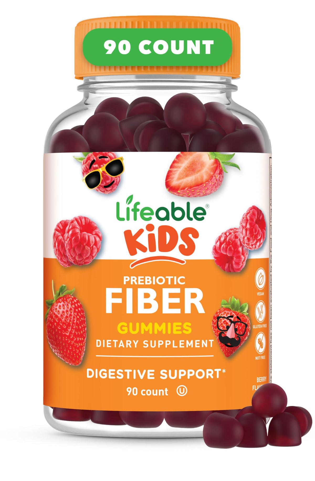 Lifeable Prebiotic Fiber Gummies for Kids - 90 Gummies