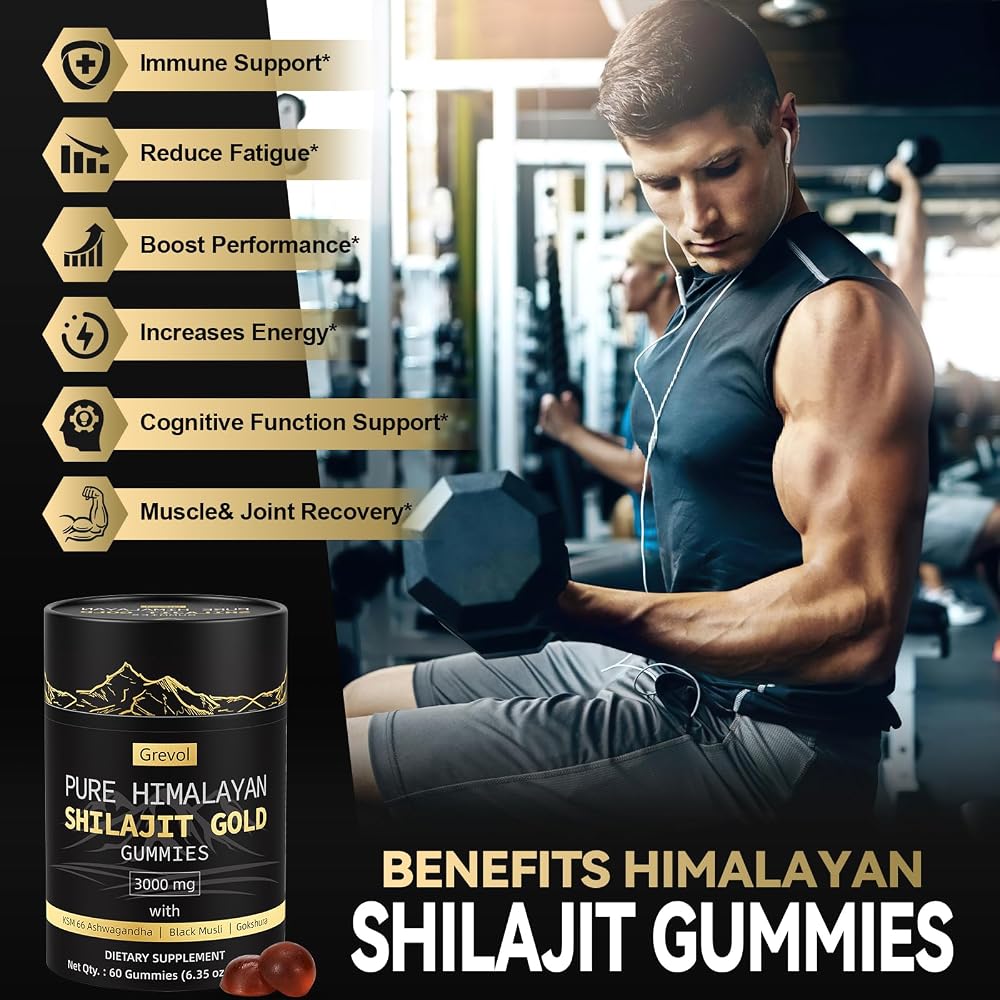Grevol Pure Himalayan Shilajit Gummies: Gold Grade Shilajit Riched