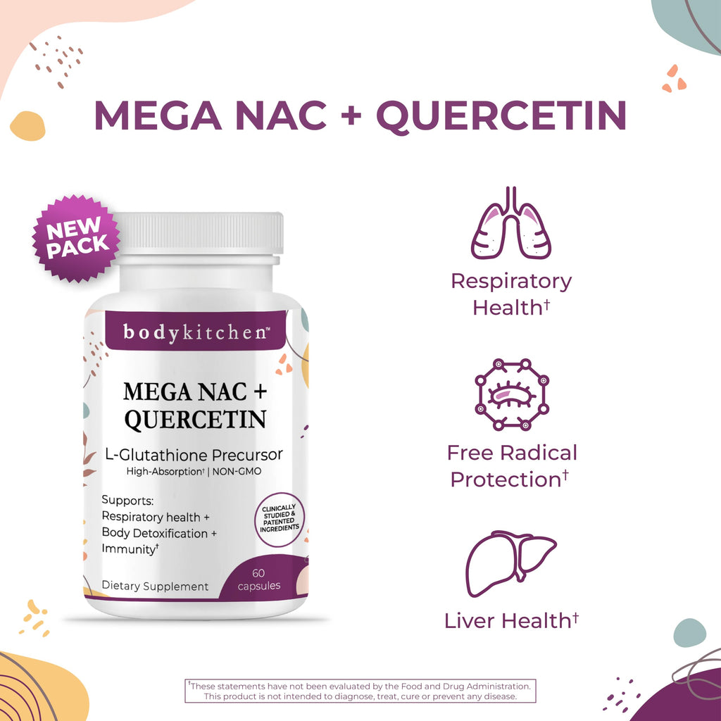 Body Kitchen Mega NAC 600mg N-Acetyl Cysteine with Quercetin