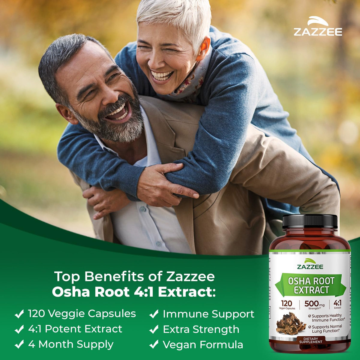 Zazzee Extra Strength OSHA Root 4:1 Extract - 120 Capsules - image 3