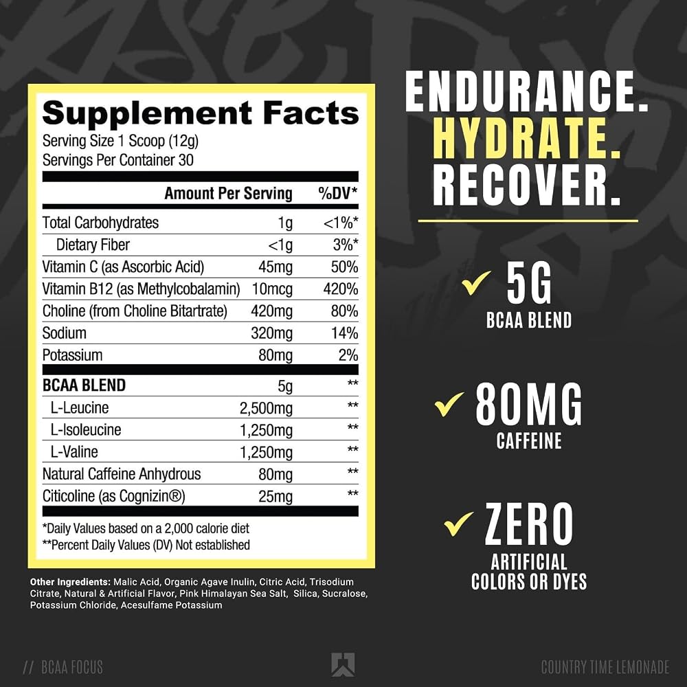 RYSE BCAA Focus Powder Country Time Lemonade - 30 Servings - image 2