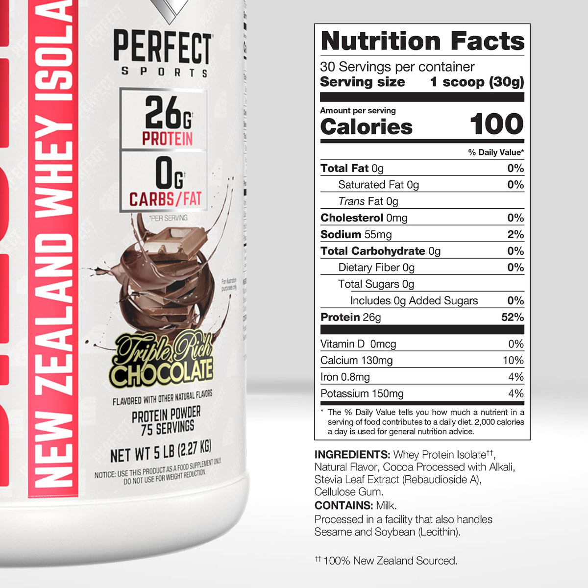PERFECT SPORTS Diesel Whey Protein Isolate Triple Rich Chocolate - 5 lb - image 2