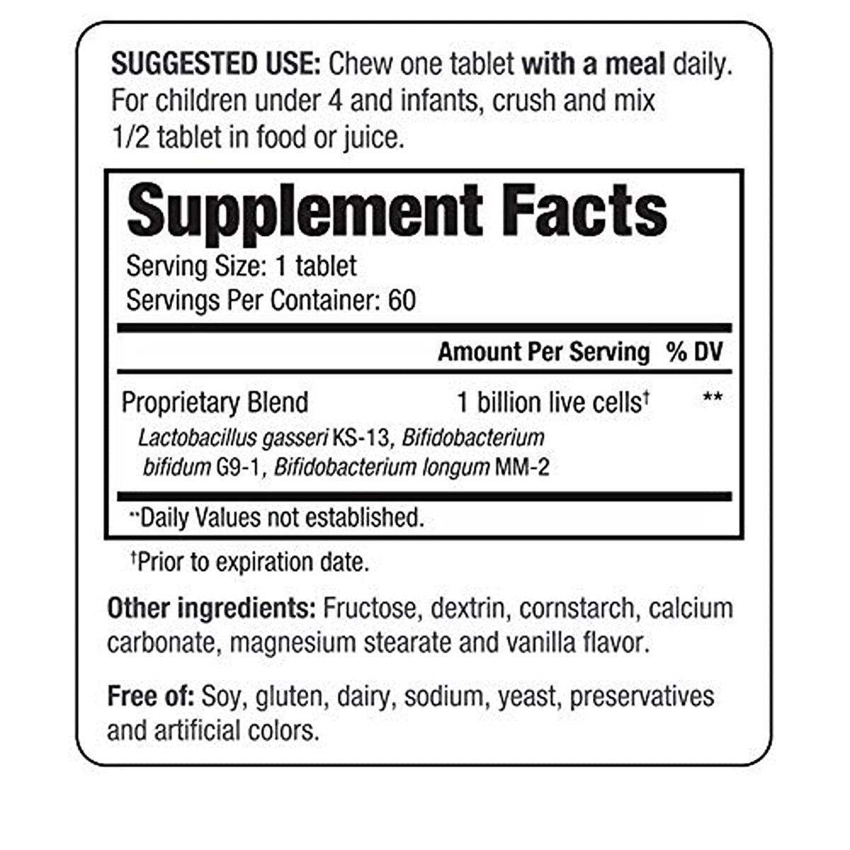 Kyolic Kyo-Dophilus Kids Probiotic Vanilla - 60 Tablets - image 2