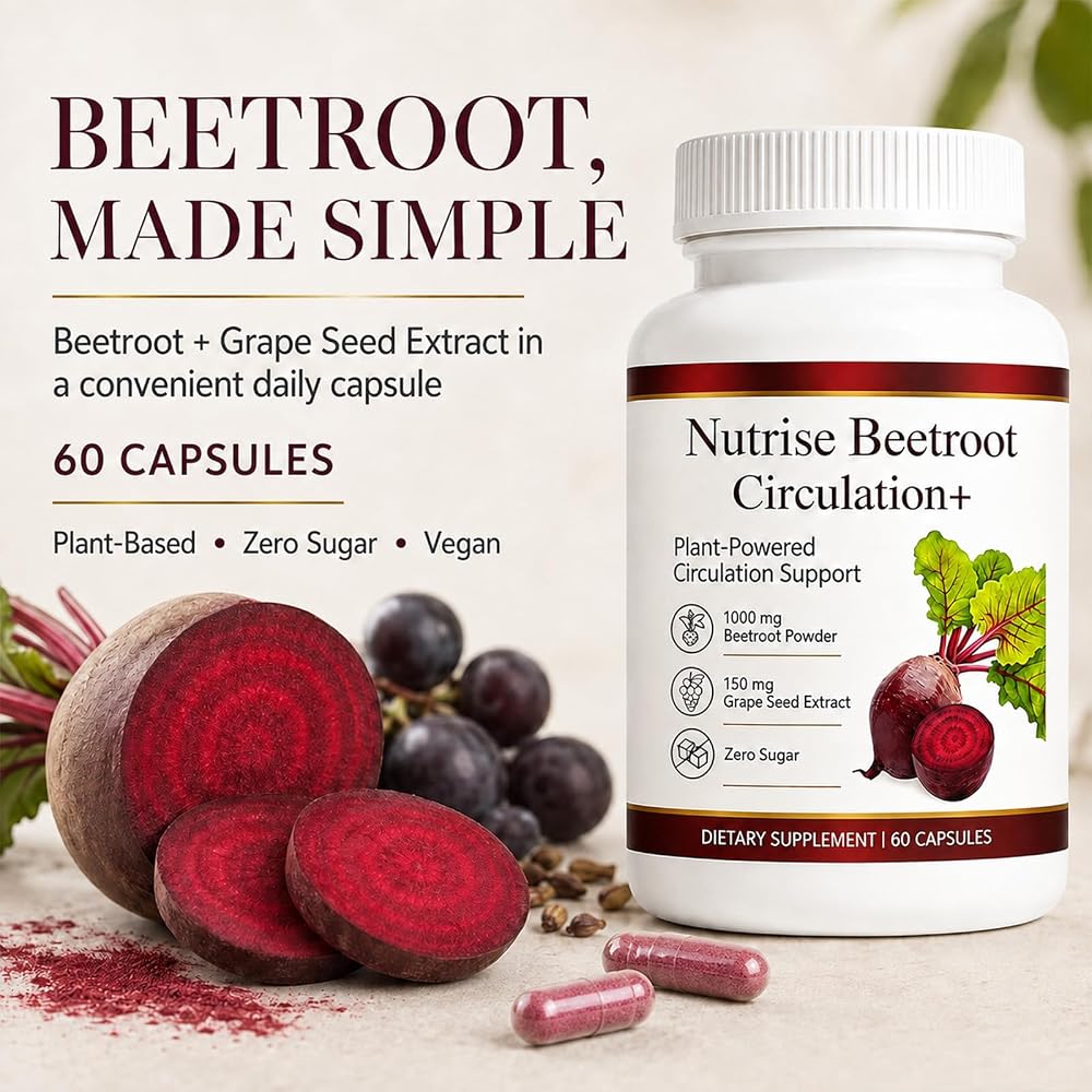 Nutrise Beetroot Capsules with Grape Seed Extract - 60 Capsules - image 6