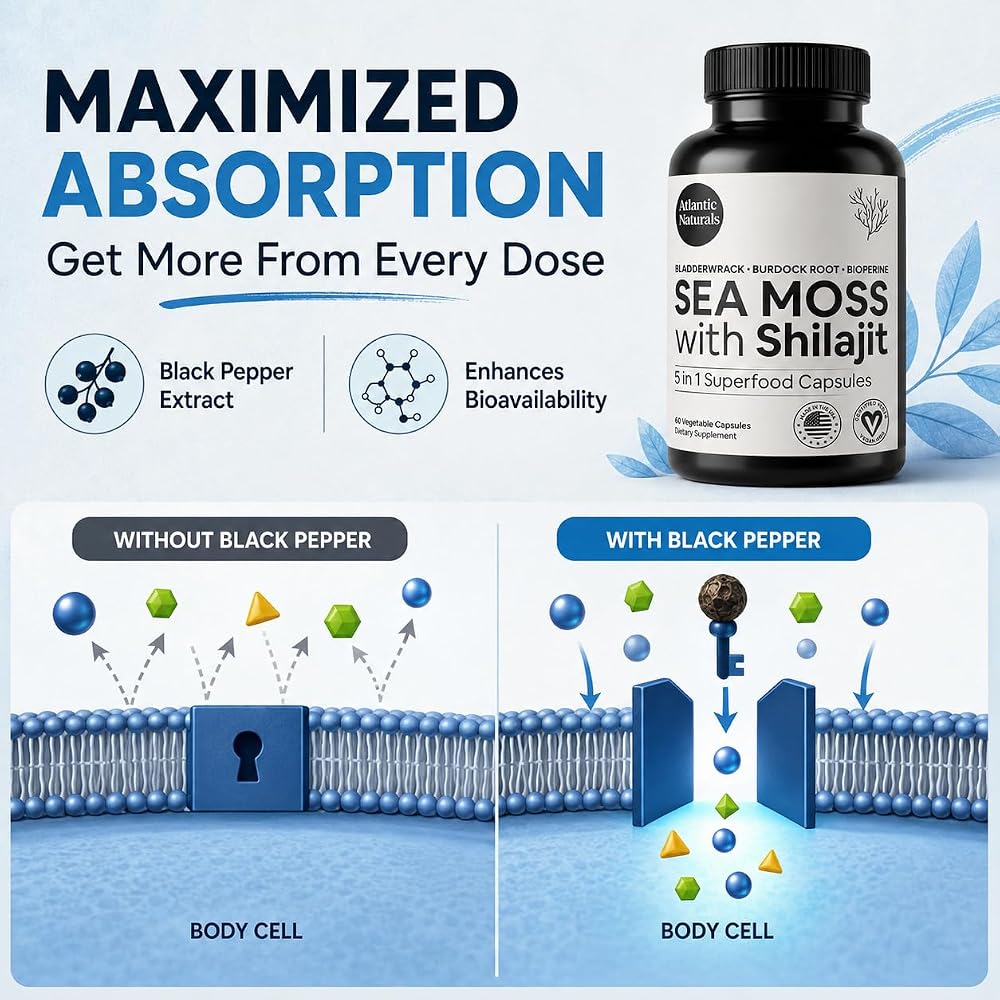 Atlantic Naturals Irish Sea Moss & Shilajit Capsules - 60 Count - image 6