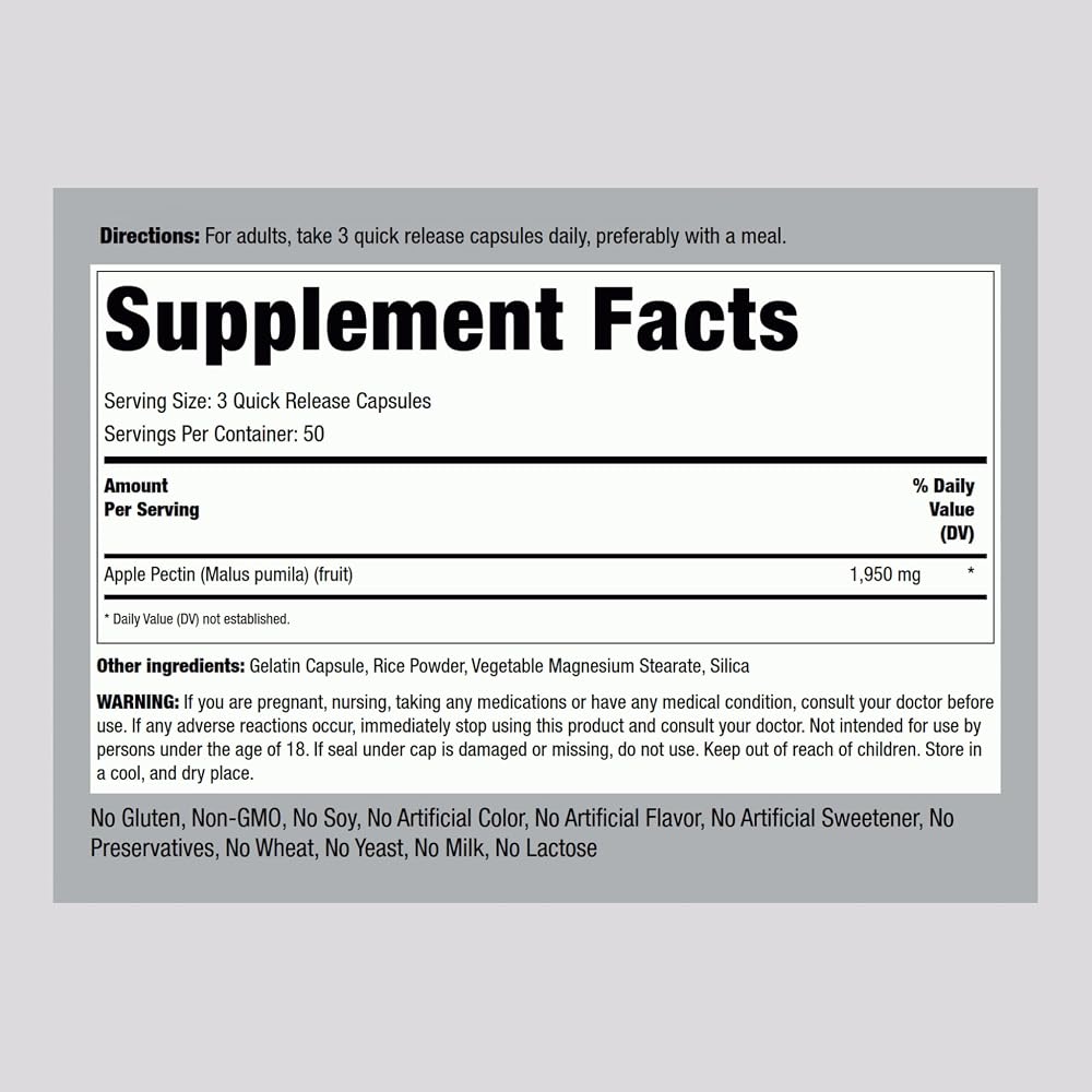 Piping Rock Apple Pectin Capsules 1950 mg - 150 Capsules - image 2