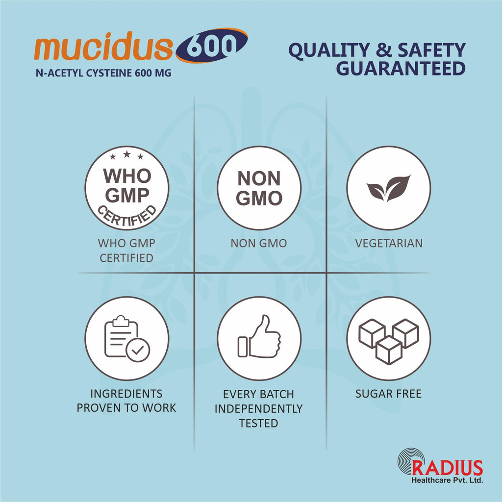 Radiplex Mucidus N-Acetylcysteine 600 mg Effervescent Tablets - 30 Count - image 8
