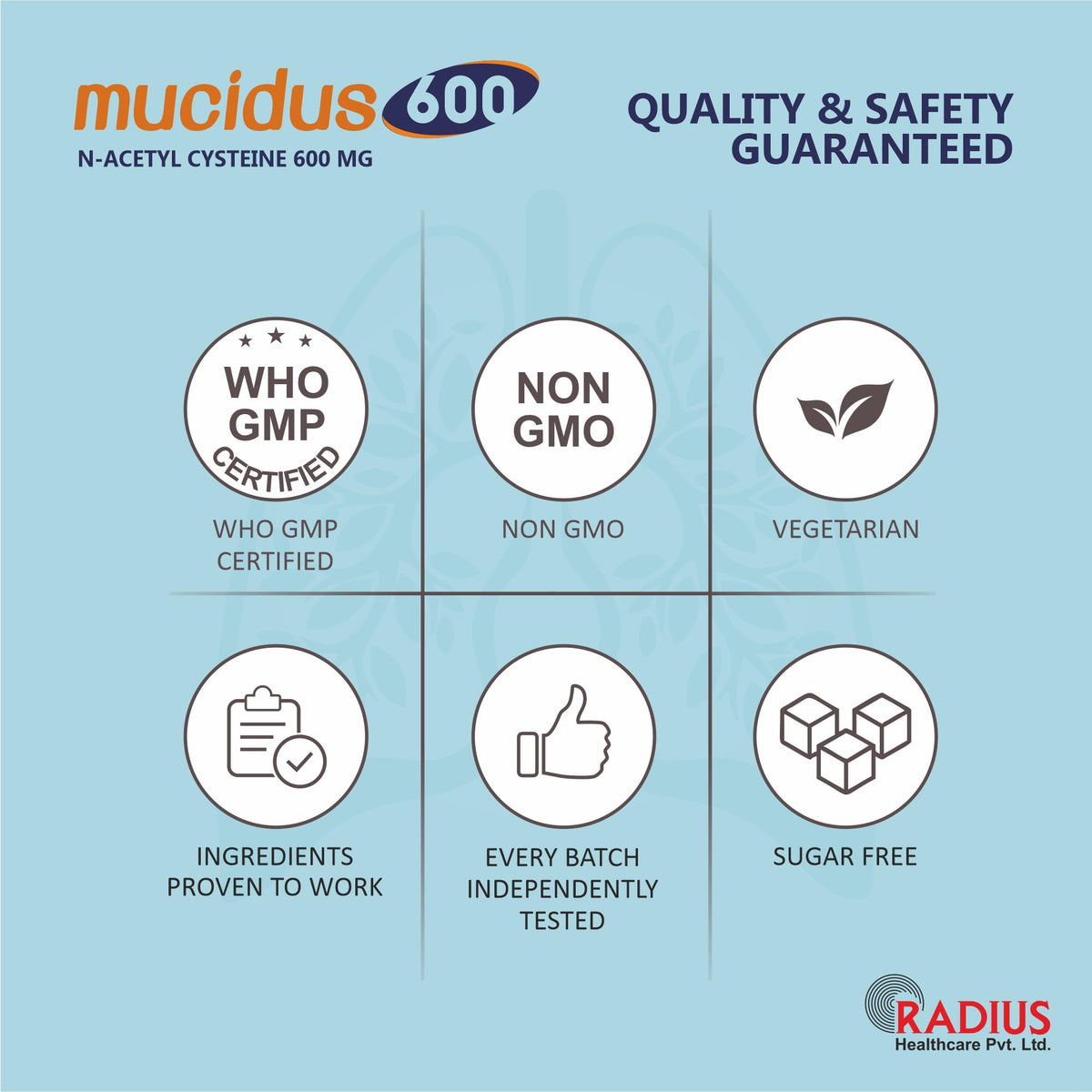 Radiplex Mucidus N-Acetylcysteine 600 mg Effervescent Tablets - 30 Count - image 8