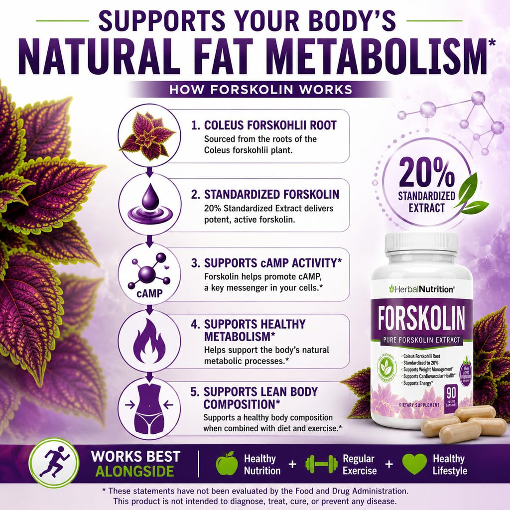 Herbal Nutrition Forskolin Extract 250mg-500mg Max Strength - 180 Capsules - image 3